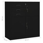 Armoire de bureau acier noire 90 x 40 x 102 cm avec étagère réglable et tiroirs pratiques style contemporain 02_0046905