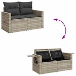 vidaXL Salon de jardin avec coussins 7 Pièces gris clair résine tressée