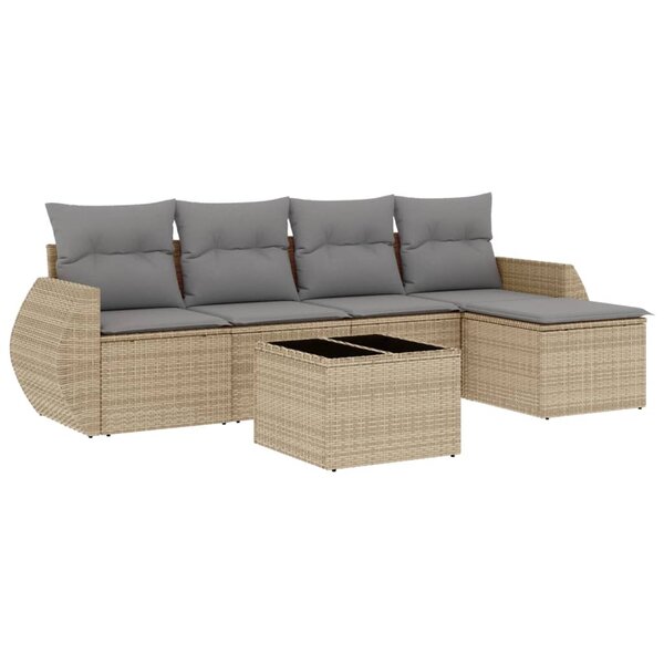 vidaXL Salon de jardin avec coussins 6 Pièces beige résine tressée