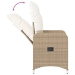 vidaXL Chaises inclinables de jardin lot de 2 et coussins beige rotin