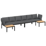 vidaXL Salon de jardin 4 Pièces avec coussins noir aluminium