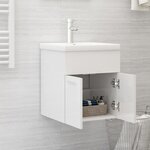 vidaXL Armoire d'évier lavabo intégré blanc brillant bois d'ingénierie
