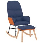 vidaXL Chaise à bascule avec repose-pied Bleu Tissu