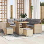 vidaXL Ensemble de canapé de jardin 8 Pièces Beige Poly rotin