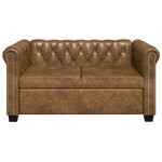 vidaXL Canapé Chesterfield 2 places cuir artificiel marron