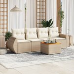 vidaXL Salon de jardin avec coussins 5 Pièces beige résine tressée