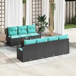 vidaXL Ensemble de canapé de jardin avec coussin 8 Pièces Noir polyrotin
