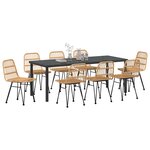 vidaXL Ensemble de salle à manger pour jardin 9 Pièces Marron