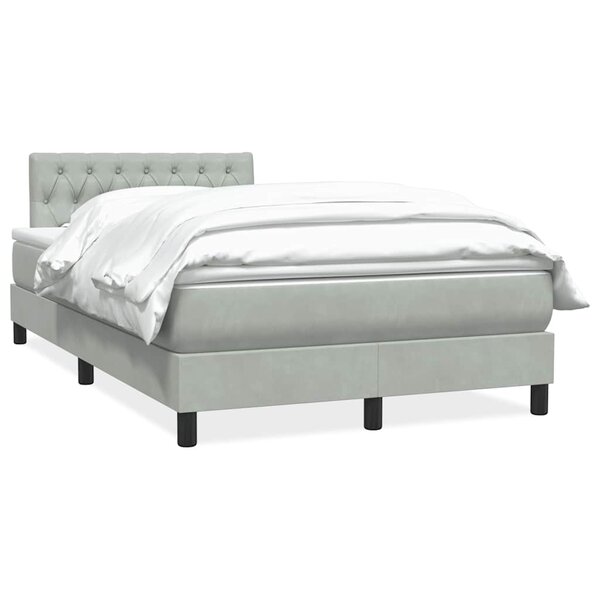 vidaXL Sommier à lattes de lit et matelas gris clair 120x220cm velours
