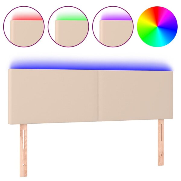 vidaXL Tête de lit à LED Cappuccino 144x5x78/88 cm Similicuir