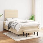 vidaXL Sommier à lattes de lit avec matelas crème 120x190 cm tissu