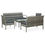 vidaXL Salon de jardin 5 Pièces avec coussins Résine tressée Gris