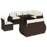 vidaXL Salon de jardin avec coussins 9 Pièces marron résine tressée