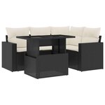 vidaXL Salon de jardin 5 Pièces avec coussins noir résine tressée
