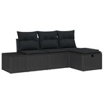 vidaXL Ensemble de canapé de jardin avec coussin 4 Pièces Noir Poly rotin