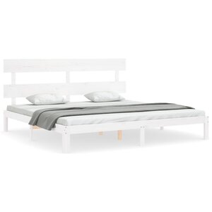 vidaXL Cadre de lit sans matelas blanc 200x200 cm bois massif de pin