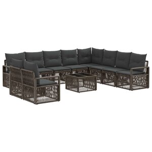 vidaXL Ensemble de canapé de jardin 11 Pièces Gris polyrotin