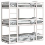 vidaXL Lit superposé triple blanc 90x200 cm bois de pin massif