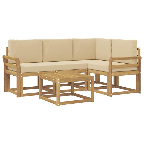vidaXL Ensemble de canapés d'extérieur 5 pc Blanc et Beige