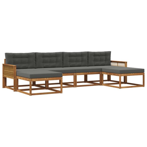 vidaXL Ensemble de canapés d'extérieur 6 Pièces Naturel et Anthracite