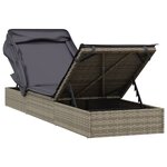vidaXL Transat avec toit pliable gris 213x63x97 cm résine tressée