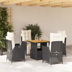 vidaXL Ensemble à manger de jardin coussins 5Pièces Noir Résine tressée
