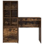 vidaXL Bureau avec tiroir avec étagère avec stockage 2 Pièces Chêne fumé