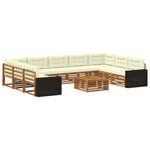 vidaXL Ensemble de canapés d'extérieur 10 pc Naturel et Crème