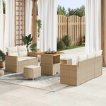 vidaXL Ensemble de canapé de jardin 8 Pièces Beige polyrotin