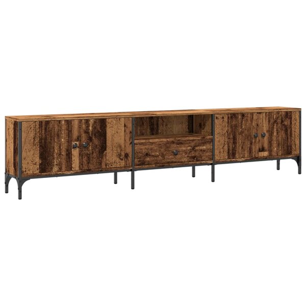 vidaXL Meuble TV avec tiroir vieux bois 200x25x44 cm bois d'ingénierie