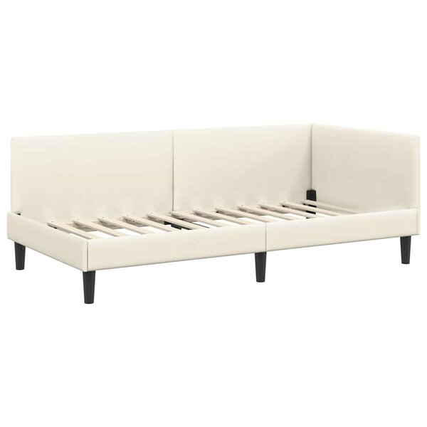 vidaXL Cadre de lit d'angle Autre avec tête de lit Crème 100 x 200 cm