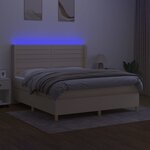 vidaXL Sommier à lattes de lit matelas et LED Crème 180x200 cm Tissu