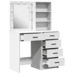 Ensemble de coiffeuse 2 pièces avec LED en bois d'ingénierie blanc