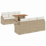 vidaXL Ensemble de canapé de jardin avec coussin 7 Pièces Beige et crème