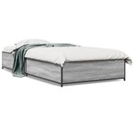 vidaXL Cadre de lit sonoma gris 90x190 cm bois d'ingénierie et métal