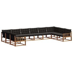 vidaXL Ensemble de canapés d'extérieur 10 pc Naturel et Noir