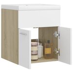 vidaXL Armoire d'évier et lavabo intégré Blanc/chêne sonoma Aggloméré