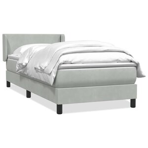vidaXL Sommier à lattes de lit et matelas gris clair 90x210 cm velours