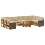 vidaXL Ensemble de canapés d'extérieur 11 Pièces Naturel et Beige