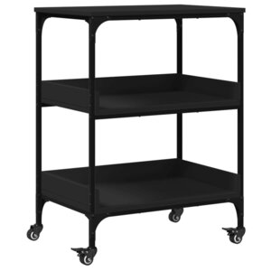 vidaXL Chariot de cuisine noir 60x41x80 5 cm bois d'ingénierie