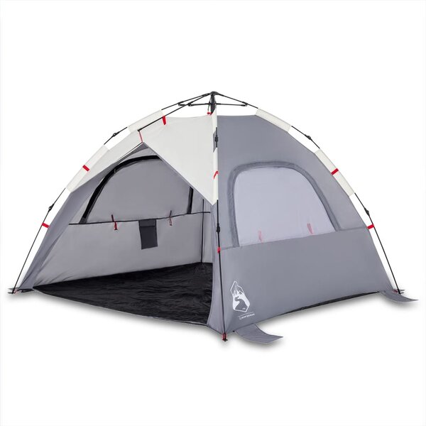 vidaXL Tente de plage 3 personnes gris libération rapide imperméable