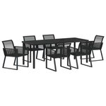 vidaXL Ensemble de salle à manger pour jardin 7 Pièces Noir
