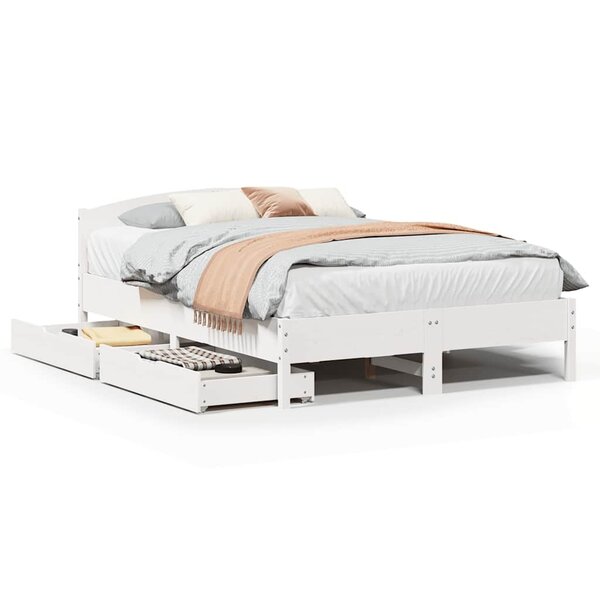 vidaXL Cadre de lit sans matelas blanc 140x200 cm bois de pin massif
