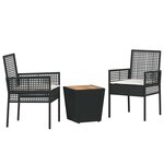 vidaXL Ensemble bistro de jardin 3 Pièces Noir Poly rotin