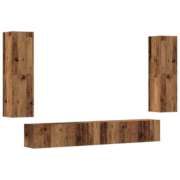 vidaXL Meubles TV muraux 4 Pièces vieux bois bois d'ingénierie