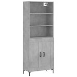 vidaXL Buffet haut Gris béton 69 5x34x180 cm Bois d'ingénierie