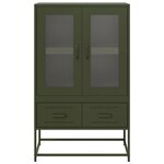 vidaXL Buffet haut vert olive 68x39 x111 5 cm acier