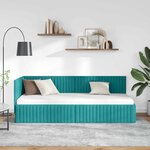 vidaXL Cadre de lit d'angle Turquoise 80 x 200 cm Velours