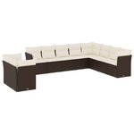 vidaXL Salon de jardin 10 Pièces avec coussins marron résine tressée