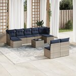 vidaXL Salon de jardin 10 Pièces avec coussins gris résine tressée